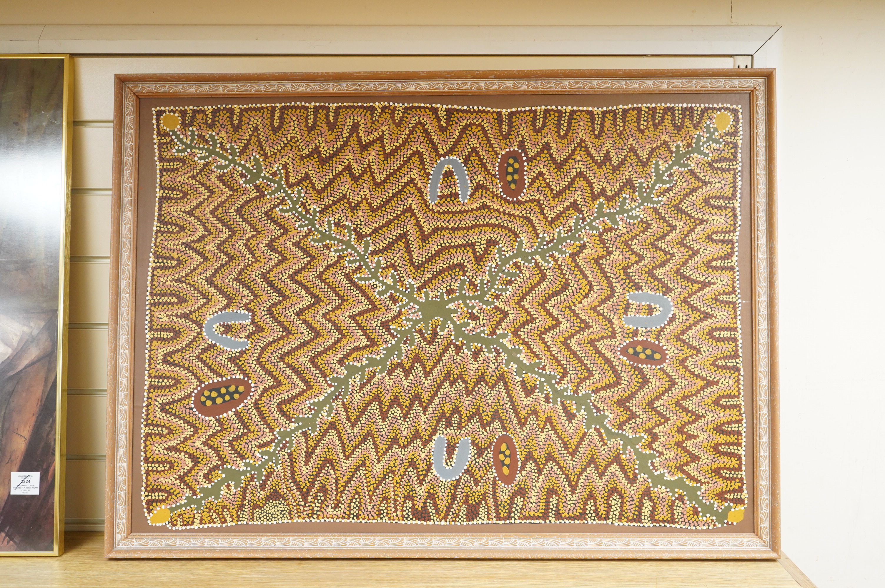 Aboriginal art, Abstract composition, dot painting, acrylic on board, 62 x 87cm
